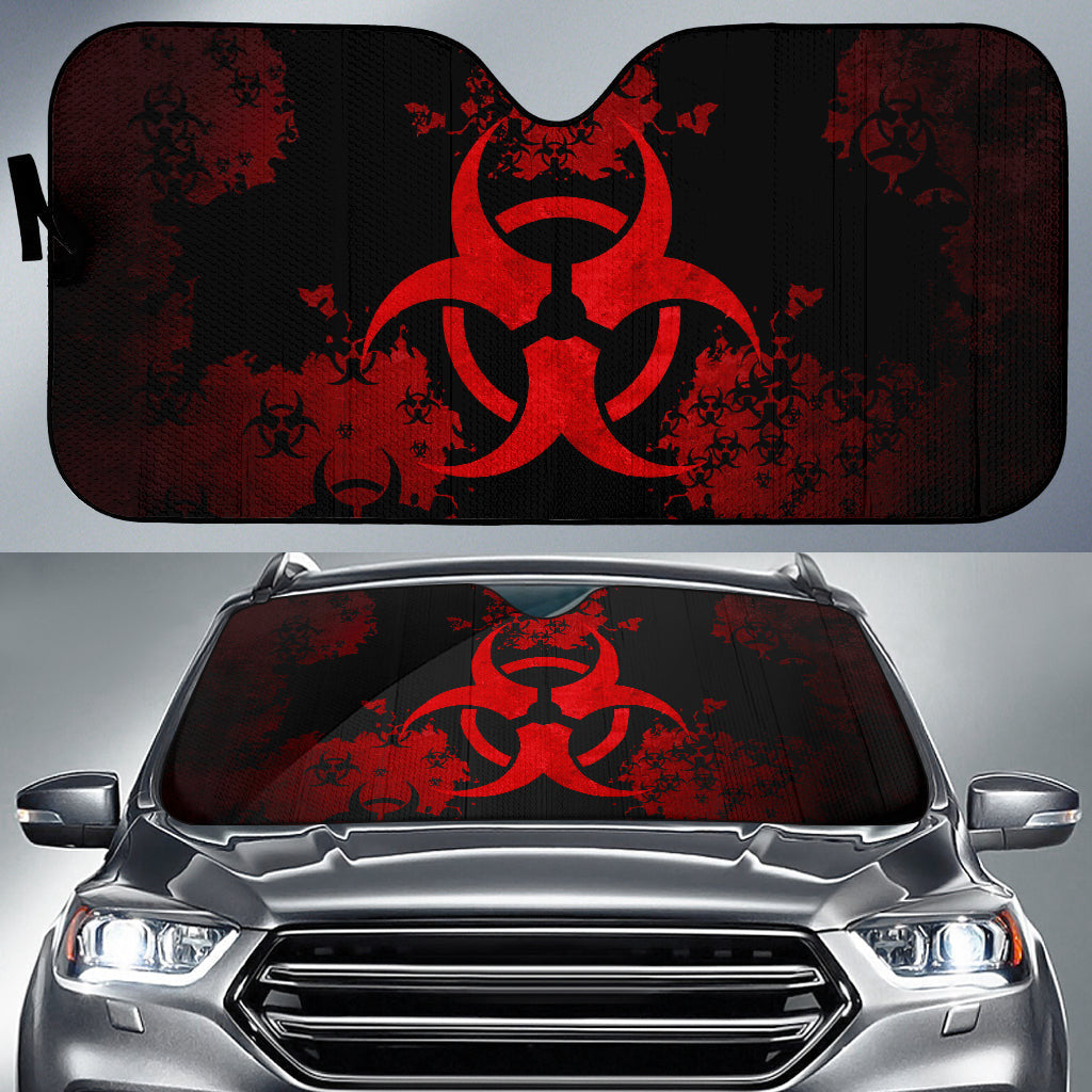 Biohazard Red Grunge Car Auto Sun Shades