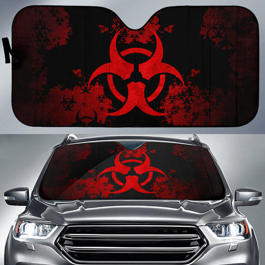 Biohazard Red Grunge Car Auto Sun Shades