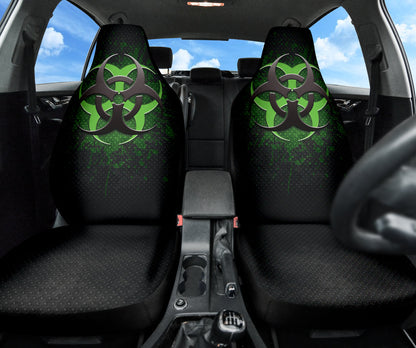 Biohazard Green Grunge Color Splash Car Seat Covers