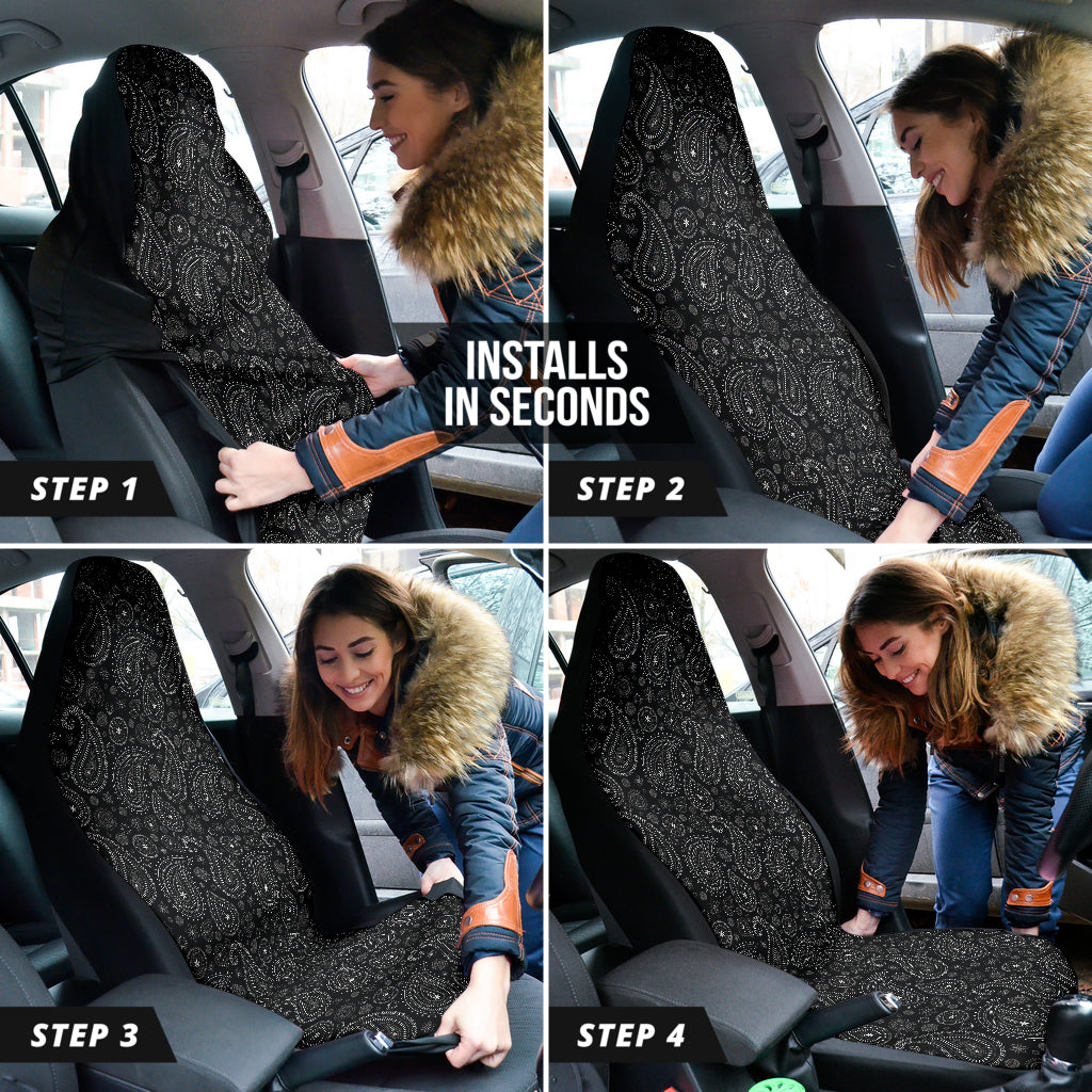 Black Paisley Pattern Car Seat Covers