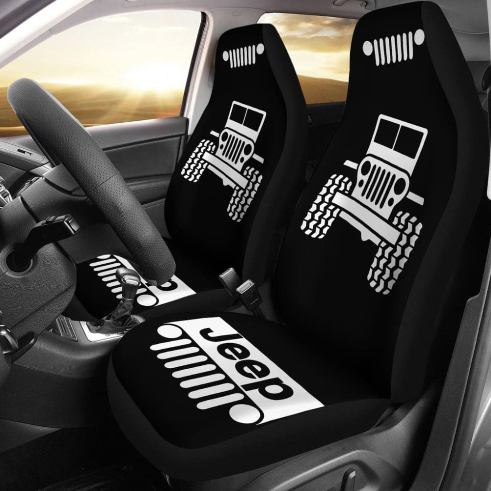 Black White Jeep Offroad Wobble Car Seat Covers Custom