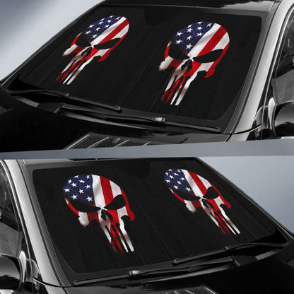 American Flag Punisher Skull Car Auto Sun Shades