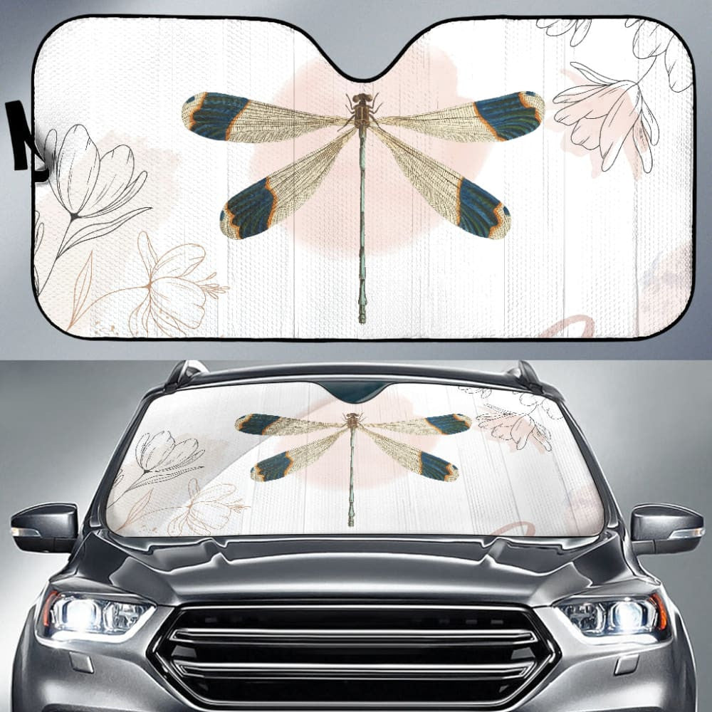 Beautiful Dragonfly and Flower Car Auto Sun Shades