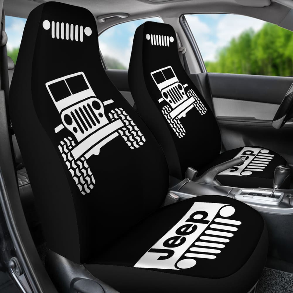 Black White Jeep Offroad Wobble Car Seat Covers Custom
