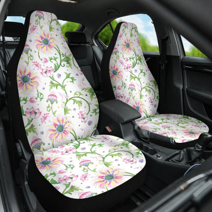 Beautiful Pink Lotus Waterlily Leaves Pattern Car Seat Covers