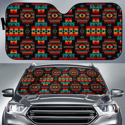 Black Native Tribes Pattern American Car Auto Sun Shades