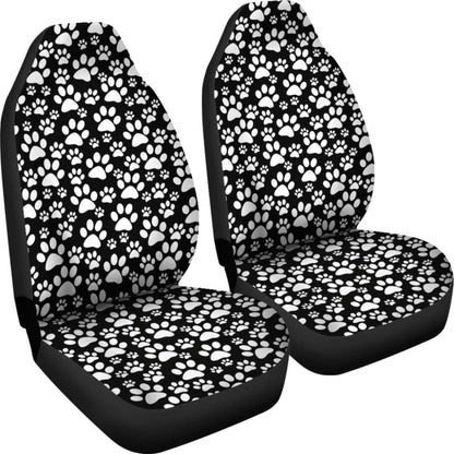 Black Themed Paw Print Car Seat Covers