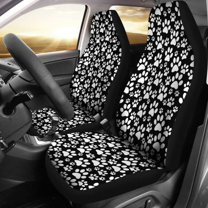 Black Themed Paw Print Car Seat Covers