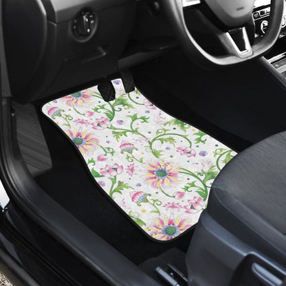 Beautiful Pink Lotus Waterlily Leaves Pattern Car Floor Mats