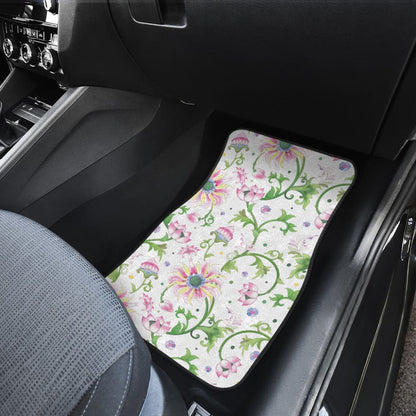 Beautiful Pink Lotus Waterlily Leaves Pattern Car Floor Mats