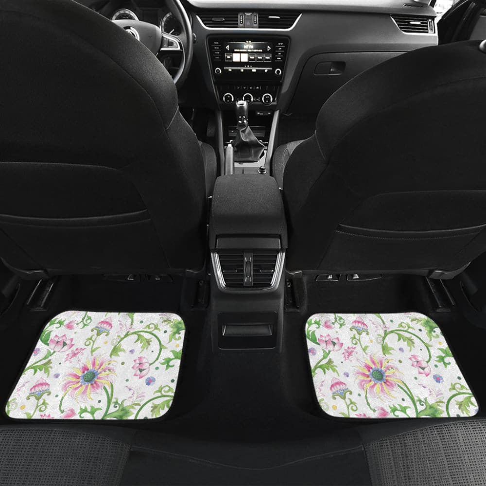 Beautiful Pink Lotus Waterlily Leaves Pattern Car Floor Mats