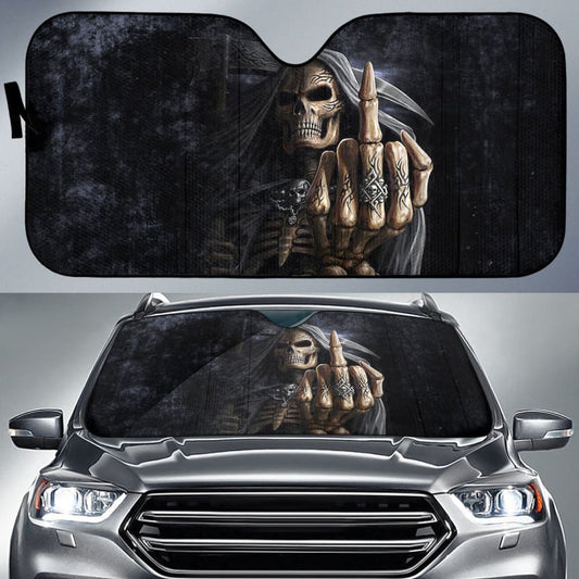 Black Themed Gothic Skull Grim Reaper Car Auto Sun Shades