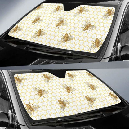 Bee Honeycomb Seamless Design Pattern Car Auto Sun Shades