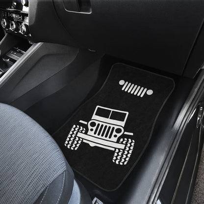 Black White Jeep Offroad Wobble Car Floor Mats Custom