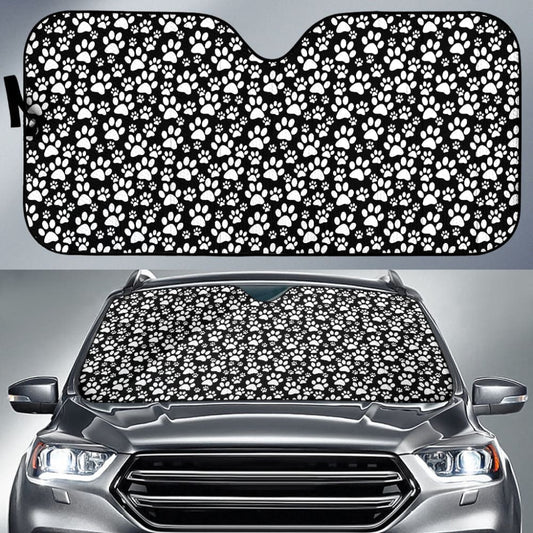 Black Themed Paw Print Car Auto Sun Shades