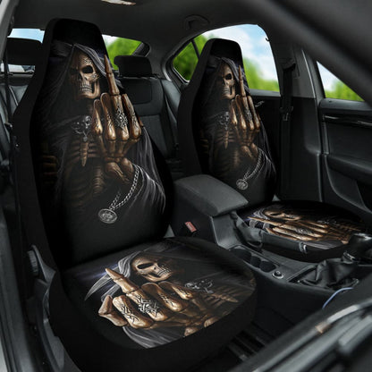 Black Themed Gothic Skull Grim Reaper Car Seat Covers