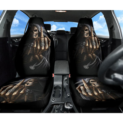 Black Themed Gothic Skull Grim Reaper Car Seat Covers
