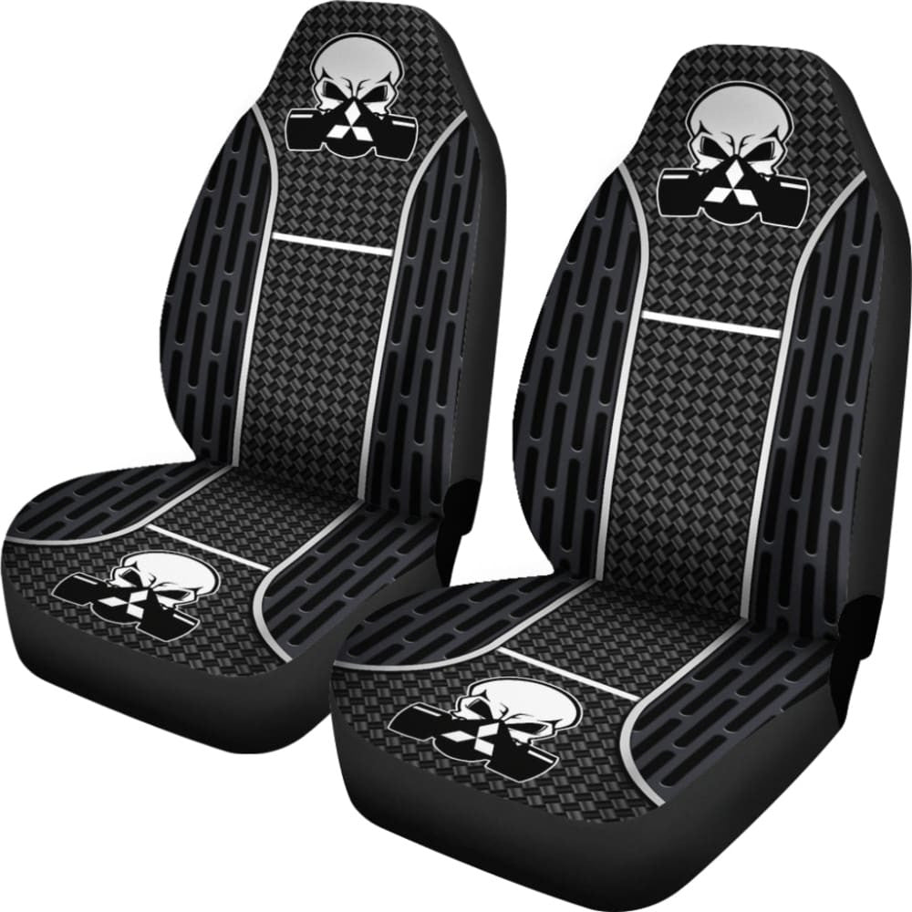 Black Themed Poison Gas Skull Mitsubishi Car Seat Covers