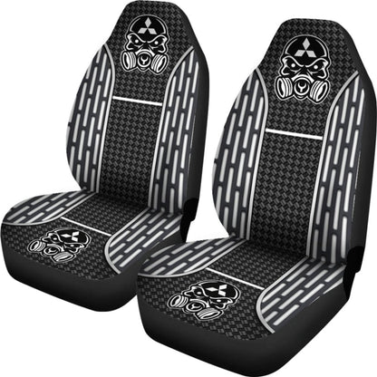 Black White Poison Gas Skull Mitsubishi Car Seat Covers