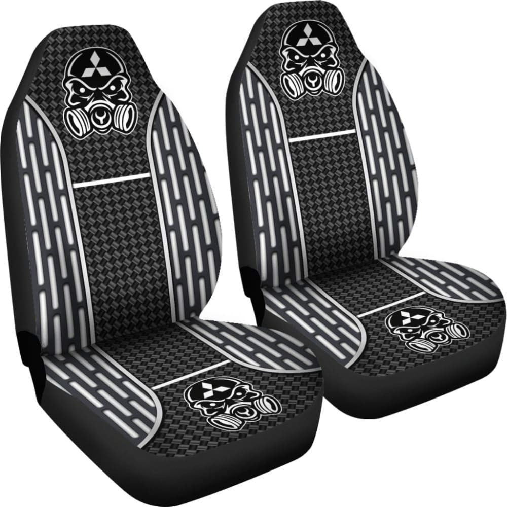 Black White Poison Gas Skull Mitsubishi Car Seat Covers