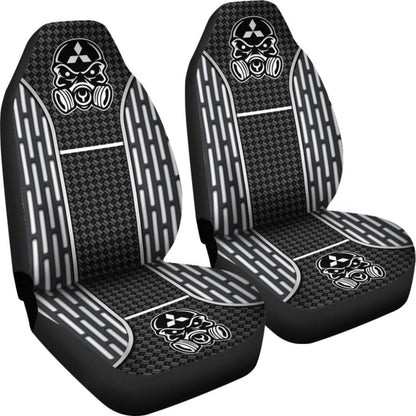 Black White Poison Gas Skull Mitsubishi Car Seat Covers