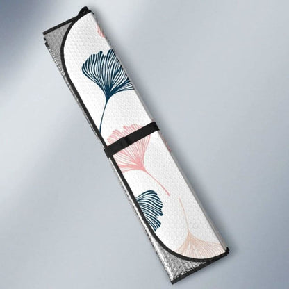 Black Gray Cream Coral Ginkgo Leaves Pattern Car Auto Sun Shades