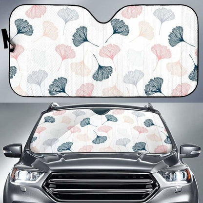 Black Gray Cream Coral Ginkgo Leaves Pattern Car Auto Sun Shades