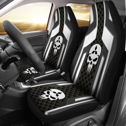 Black White Punisher Skull Mitsubishi Car Seat Covers