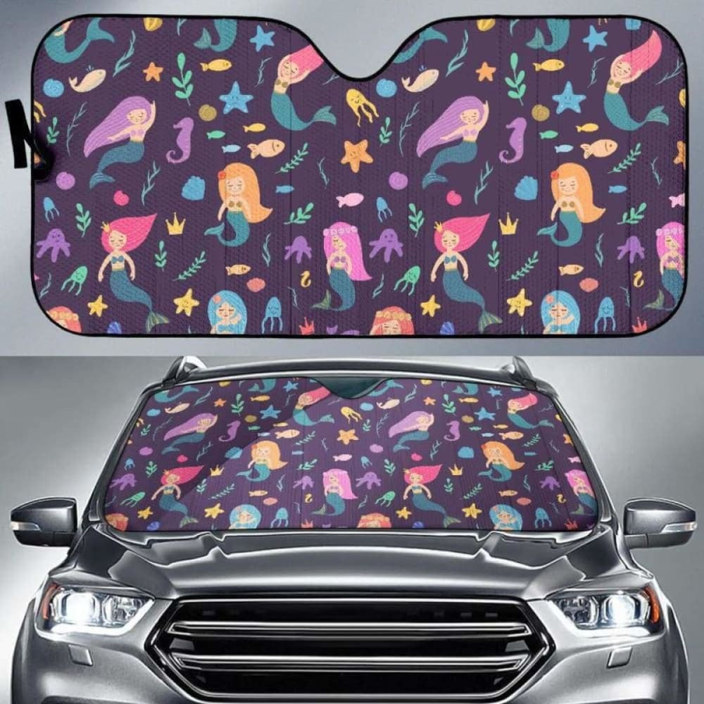 Beautiful Mermaid Fish Jellyfish Algae Other Marine World Car Auto Sun Shades
