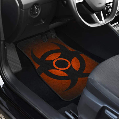 Black Biohazard Warning Orange Background Car Floor Mats