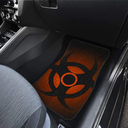 Black Biohazard Warning Orange Background Car Floor Mats
