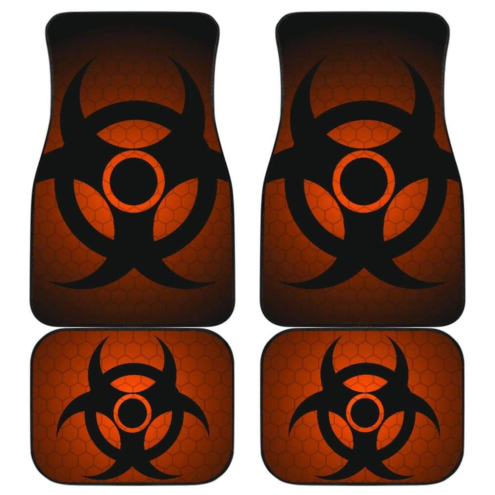Black Biohazard Warning Orange Background Car Floor Mats