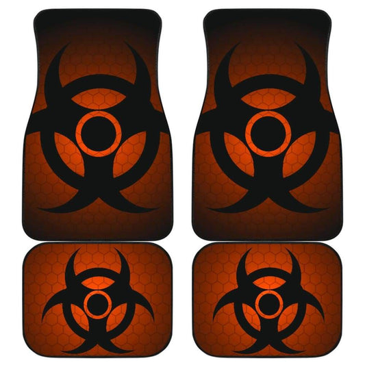 Black Biohazard Warning Orange Background Car Floor Mats