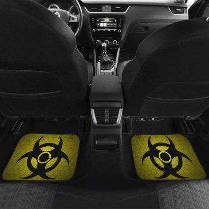 Black Biohazard Warning Yellow Background Car Floor Mats
