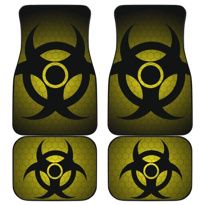 Black Biohazard Warning Yellow Background Car Floor Mats
