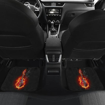 Be Unique With Electric Guitar Burned In Flaming Flower Car Floor Mats