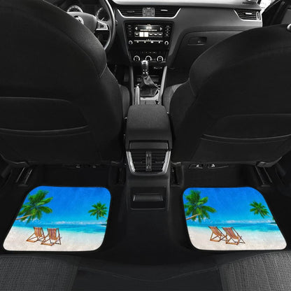 Beautiful Beach Car Floor Mats With Chairs And Palm Tree