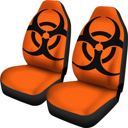 Black Biohazard Sign Orange Background Car Seats Covers