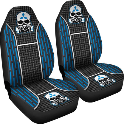 Black Blue Poison Gas Skull Mitsubishi Car Seat Covers