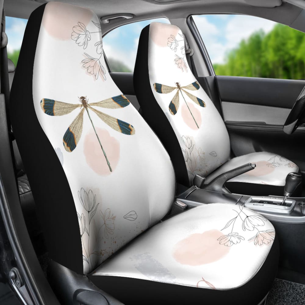 Beautiful Dragonfly and Flower Car Seat Covers