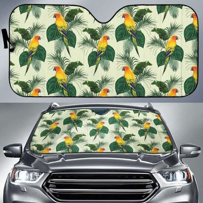 Beautiful Parrot Palm Leaves Pattern Car Auto Sun Shades