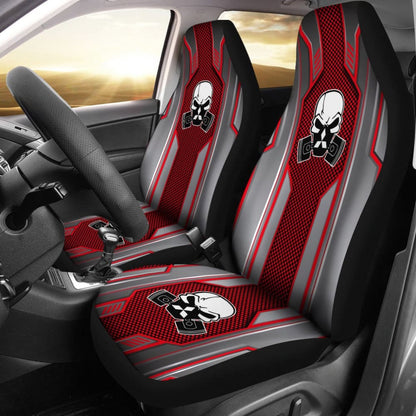 Black Red Mechanic Skull Mitsubishi Car Seat Covers