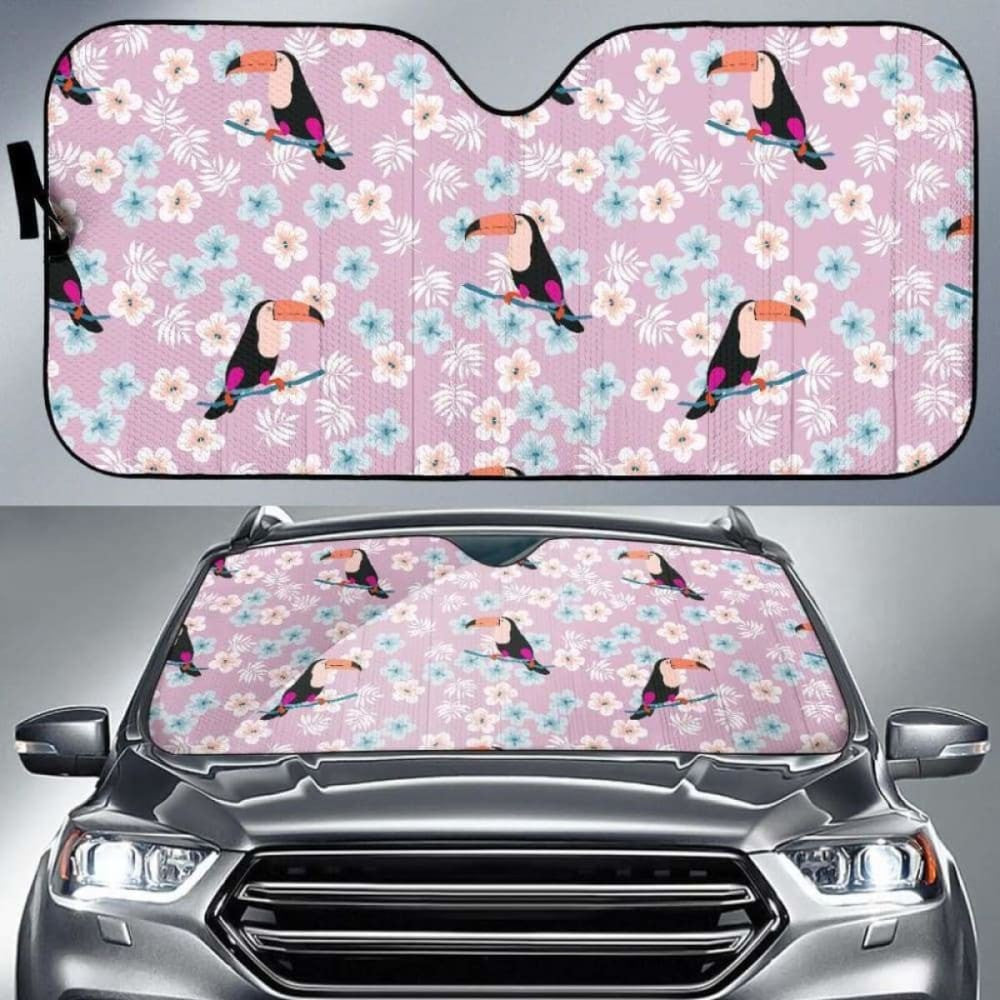 Beautiful Toucan Flower Leaves Car Auto Sun Shades