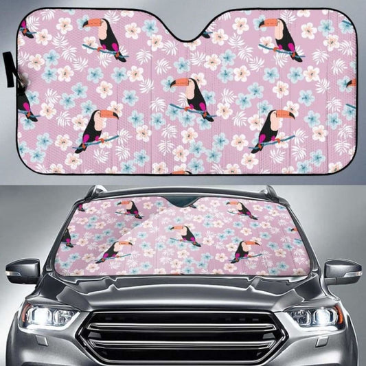 Beautiful Toucan Flower Leaves Car Auto Sun Shades