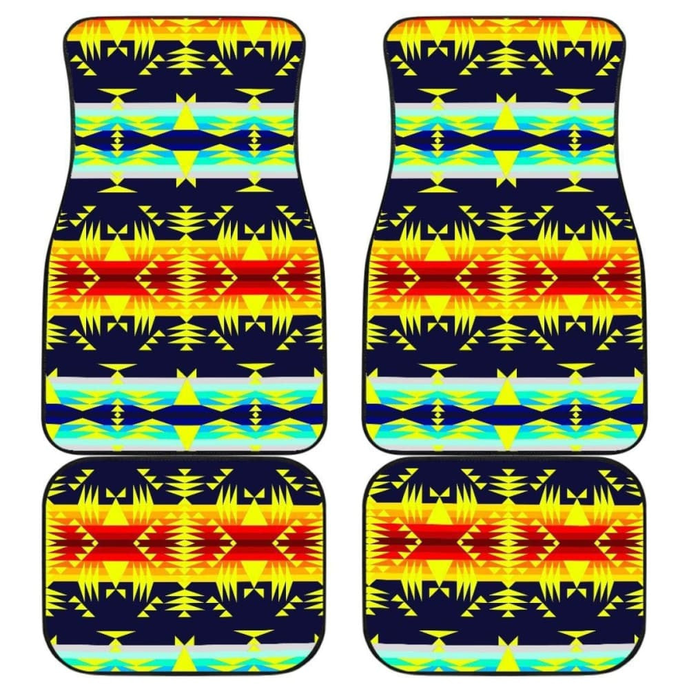 Between The Mountains Navy Yellow Car Floor Mats