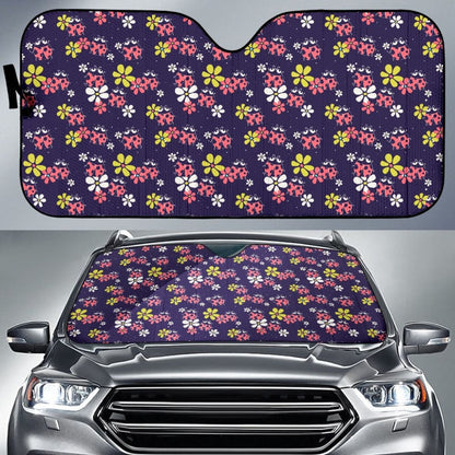 Beautiful Ladybug Funny Flower Print Car Auto Sun Shade