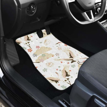 Beautiful Japanese Cranes Pattern Front And Back Car Mats