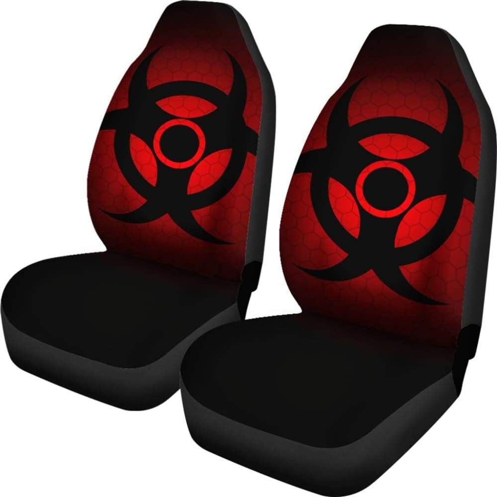 Black Biohazard Warning Red Background Car Seats Covers