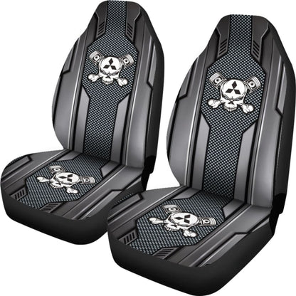 Black Grey Mechanic Skull Mitsubishi Car Seat Covers