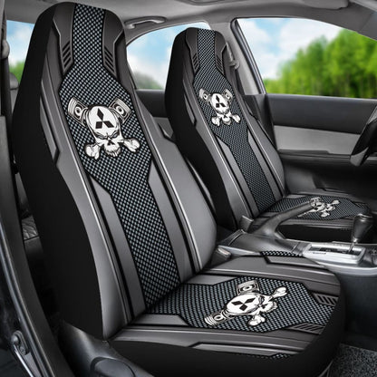 Black Grey Mechanic Skull Mitsubishi Car Seat Covers